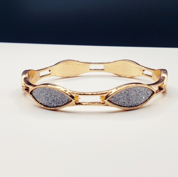 Rose Gold and Gray Sparkly Spacer Bangle - Picture 6 of 7